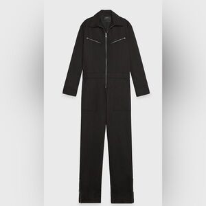 Zara Black Long-Sleeve Zip Front Jumpsuit